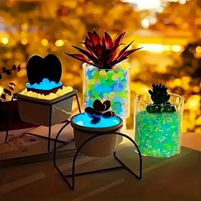 100pcs Artificial Mixed Color Glow Stones Fluorescent Rocks For Home Decor