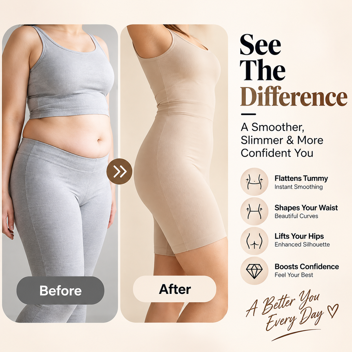 igh-Waisted Tummy Control Shapewear Shorts – Soft, Stretchable & Comfortable