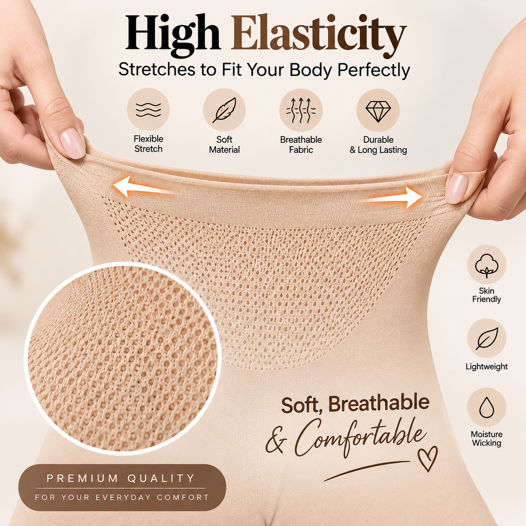 igh-Waisted Tummy Control Shapewear Shorts – Soft, Stretchable & Comfortable
