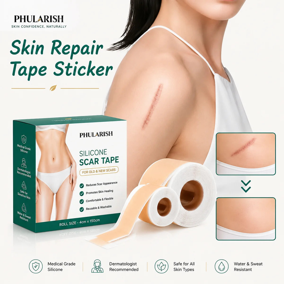 Silicone Scar Remover Tape for Acne & Wrinkles