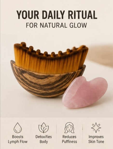 Lymphatic Drainage Brush & Gua Sha Body Sculpting Tool – Natural Body Massage Kit