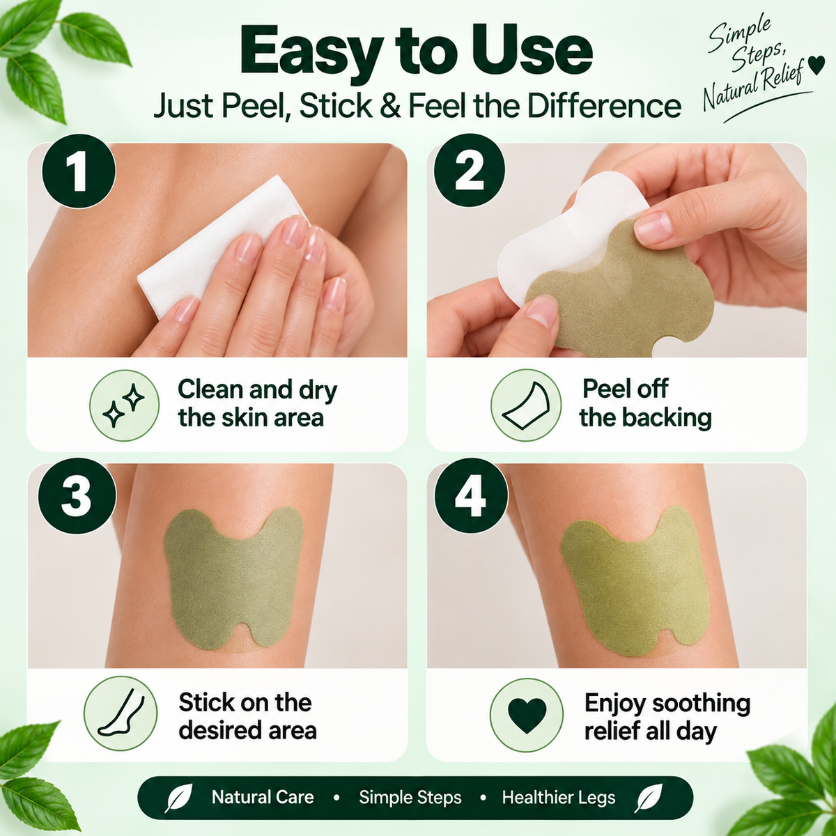 🌿 Herbal Leg Patches – Natural, Soothing &amp; Comfortable
