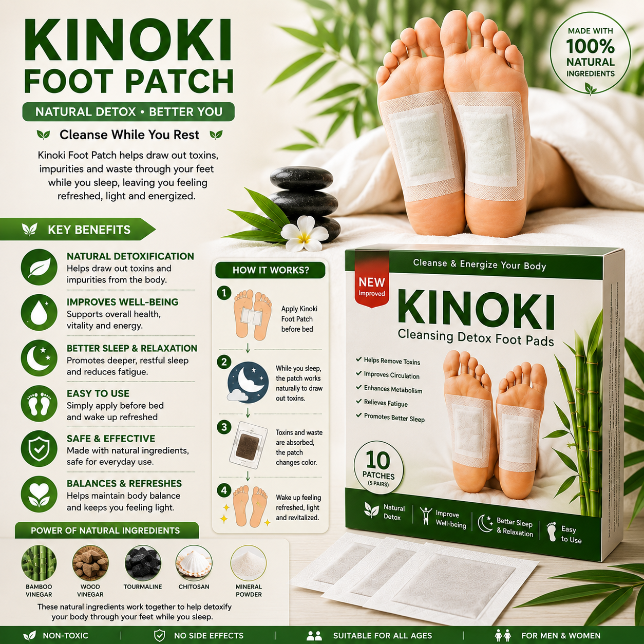 Kinoki Foot Patches – Herbal Foot Care & Wellness Patches