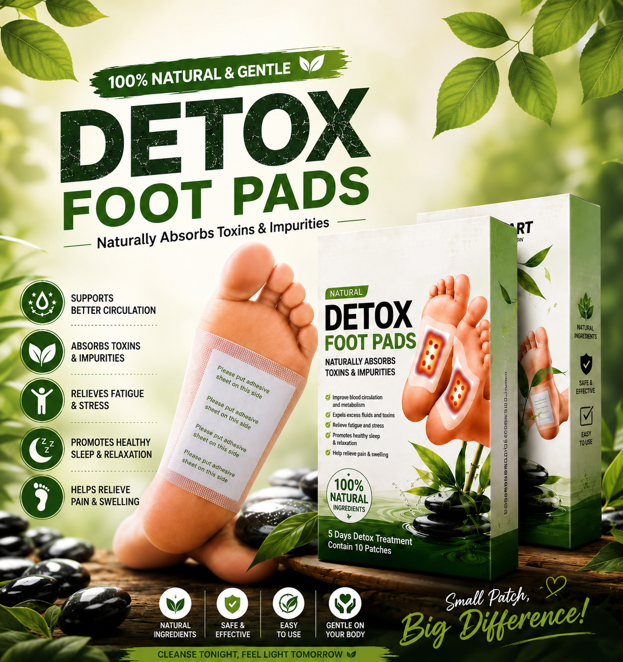 Detox Foot Pads with 100% Herbal Ingredients | 🎁Buy 1 Get 1 Free 🎁| Pack of 20|